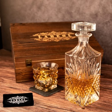 Whisky decanter wine Glasses Set 2 Reusable Stainless Steel Whisky Ball  Slate Coasters Best Gifts for Men