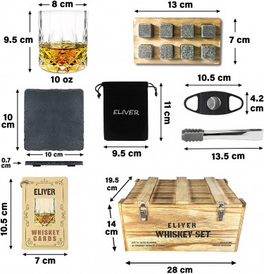 Whisky stone Whisky glass Scotch Glasses 8 Granite Chilling stone cigar cutter slate coaster wooden army box