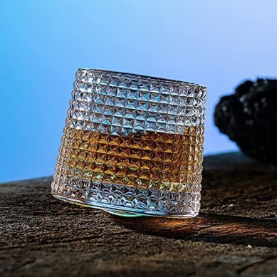 Crystal rock rolling glass Whiskey glasses,Rotatal old fashioned whiskey glasses glassware for bourbon