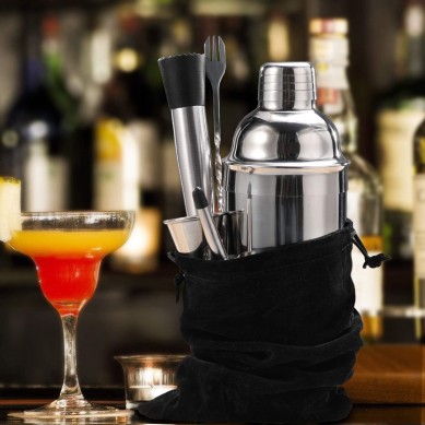 Cocktail Shaker Set Bartender Kit Stainless Steel Martini Shaker Mixing Spoon Muddler Jigger Liquor Pourers