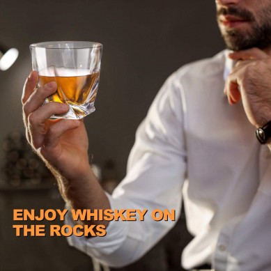 Whiskey Rocks Glasses Gift Set  Heavy Base Crystal Glass Whisky Chilling Stones in Wooden Gift Box  Burbon Gift Set for Men
