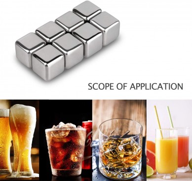 Whiskey Stones Stainless Steel Metal Ice Cube Reusable Cooling Whiskey Rocks Chilling Stones Scotch  Bourbon Drinking Gifts Set for Men