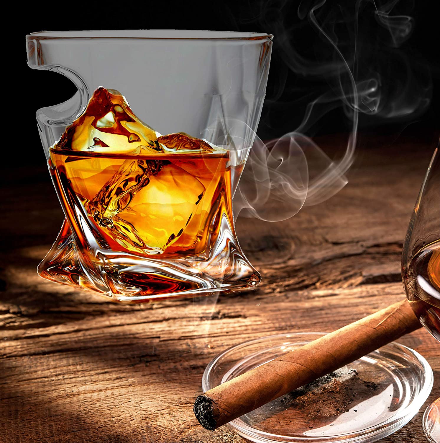 Hot selling cigar glass Double old fashioned whiskey glass tumbler rock glass