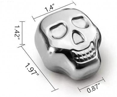 Funny Gifts skull shape Stainless Steel Whiskey Stones Reusable Ice Cube for Men