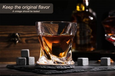 OEM Whiskey Stones Twist Whiskey Glass Slate Drink Coaster wine glasses gift set