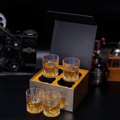 China manufacture OEM Old Fashioned Whiskey Glasses with Luxury Box 10 Oz Rocks Barware For drinks