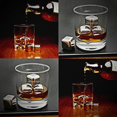 8 Reusable Stainless Steel whisky stone Highest Cooling Metal Ice for Coffee Beverages Steel Chilling Stones gift set