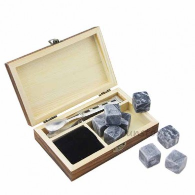 Factory directly wholesale whisky stone gift 6 pcs one set wooden box business gift box