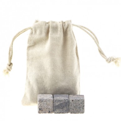 Eco-Friendly Feature Whiskey Ice Cube Stone in white cotton bag