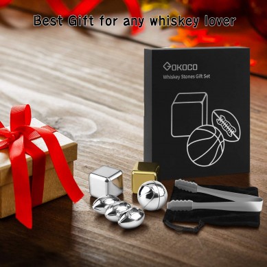 Luxury Whiskey Stones Gift Set different shape Stainless Steel 6 Set Christmas gift set