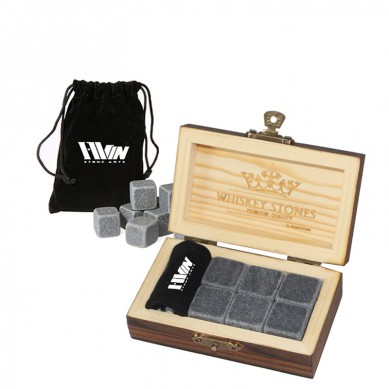 Hot Selling 6 pcs Black Whisky stones Burned wooden Gift Box of Low Price