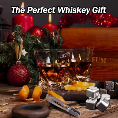 Conxunto de vasos de whisky Whisky Rocks Cooling Stone Conxunto de regalo de whisky para homes