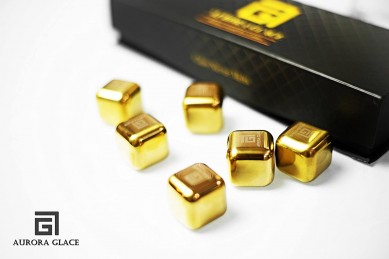 GOLD Stainless Steel Ice Cubes Kevirê wîskiyê ji bo şeraba wîskiyê