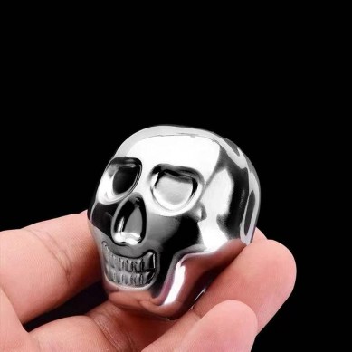 Funny Gifts skull shape Stainless Steel Whiskey Stones Reusable Ice Cube for Men