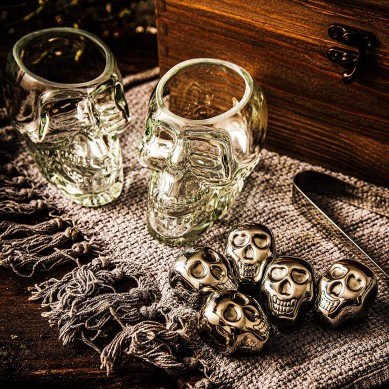 Stainless Steel Skull Whiskey Stones Handcraft Skull Whiskey Glasses Gift For Anniversary