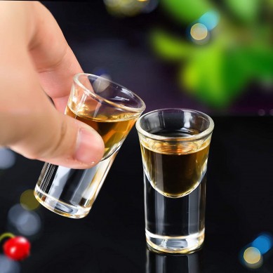 1 oz Shot Glasses  in Bamboo Wooden Shot Tray Heavy Base Shot Glasses for Whiskey