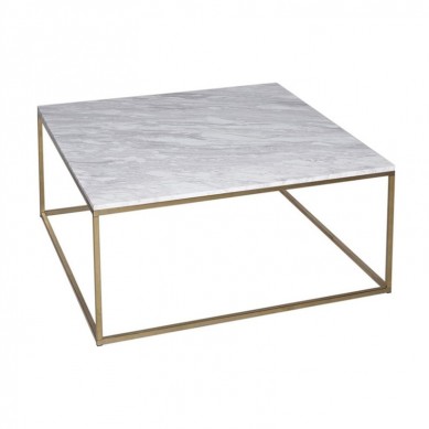 Modern smart marble coffee table in gold metal box frame
