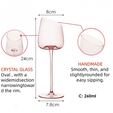 Custom Elegant Pink Blue Crystal 260ml Goblet Wine Glasses Wedding Favors Gifts for Guests Bridesmaids