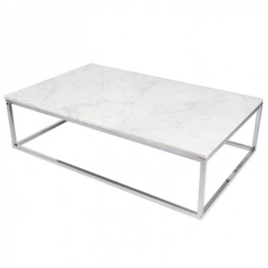 Modern smart marble coffee table in gold metal box frame