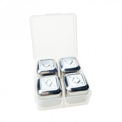 high quality and low cost Poker Design Stainless Steel Reusable Whiskey Stone Set in Plastic Box