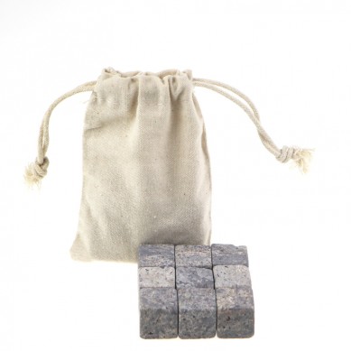 Eco-Friendly Feature Whiskey Ice Cube Stone in white cotton bag