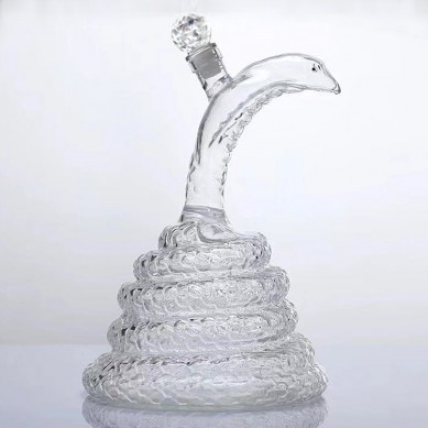 Animal shaped horse snake cow dragon shaped clear glass wine liquor bottles