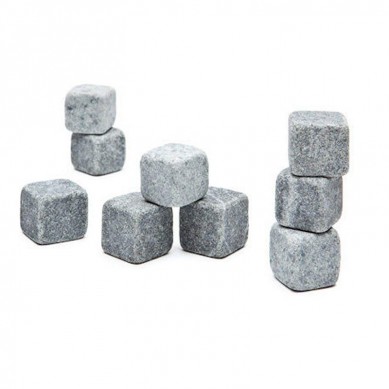 ويسڪي اسٽون جو سيٽ 9 ٻيهر استعمال لائق آئس ڪيوب پيئڻ لاءِ Chilling Stones Natural Soapstones