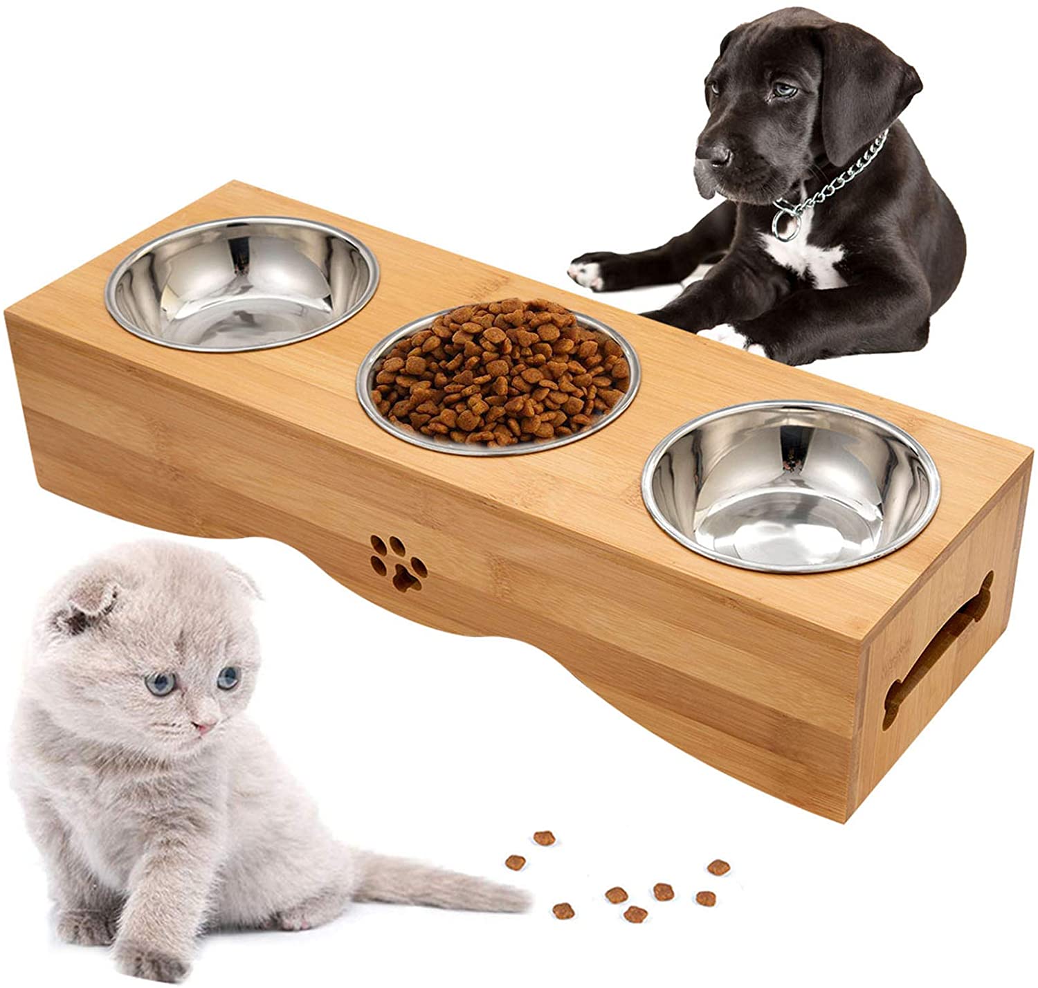 China hot selling Pet Dog Cat Bowls Stand Height Feeding Station with  stainless pet bowl Manufacturers and Suppliers