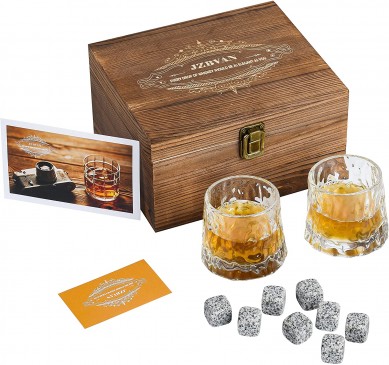Customized design Whiskey Glasses whisky stone with Wooden Box Gift for Whisky Lovers