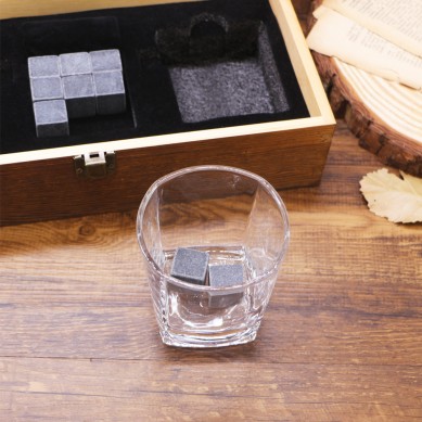 Amazon top seller Square Whiskey Glass gift set including whiskey stone in wooden gift box for men