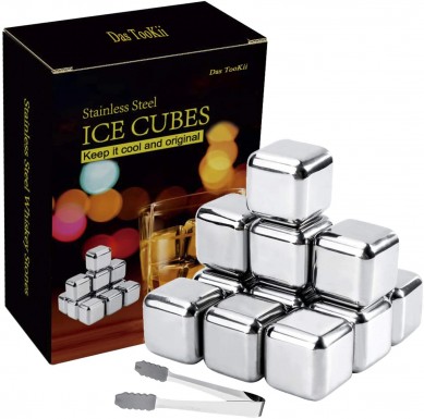 FDA Acero inoxidable Whisky Stone Cubitos de hielo de acero inoxidable Juegos de regalo refrigerantes reutilizables para amigos de la familia