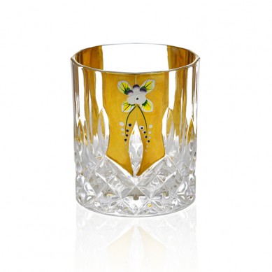 Wholesale Glass Whiskey Bottle 750Ml Painted Gold Enamel Flower Whiskey Glass Bottle Luxury Set For Home Party