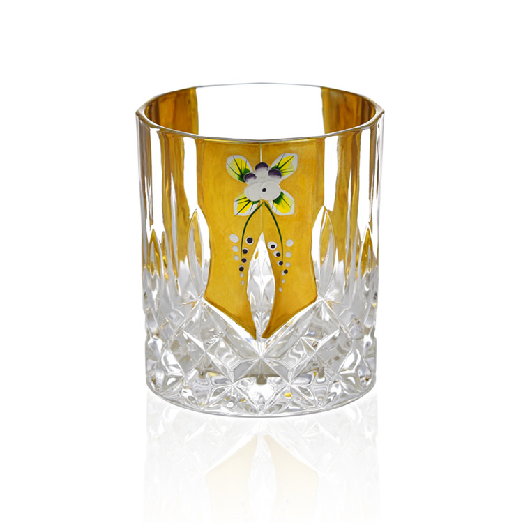 Factory directly Whiskey Glass Decanter - Wholesale Glass Whiskey Bottle 750Ml Painted Gold Enamel Flower Whiskey Glass Bottle Luxury Set For Home Party – Shunstone