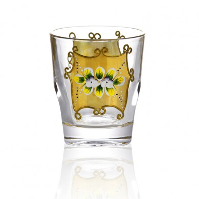 Amazon Hot Seller Luxury Customized Painted Gold Enamel Flower Lead-Free Crystal Engraved Whiskey Bottle Set