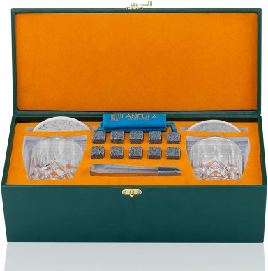 Custom Crystal Old Fashioned Kacamata Set saka 4 Ing Gift Box Gedhe 10oz Lowball Bar Tumblers