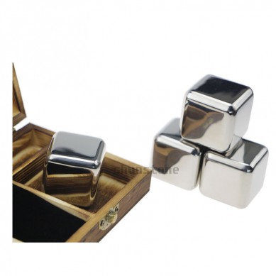 Customized whiskey stones 4 pcs of Stainless steel ice cube Reusable ice cubes for drinks,