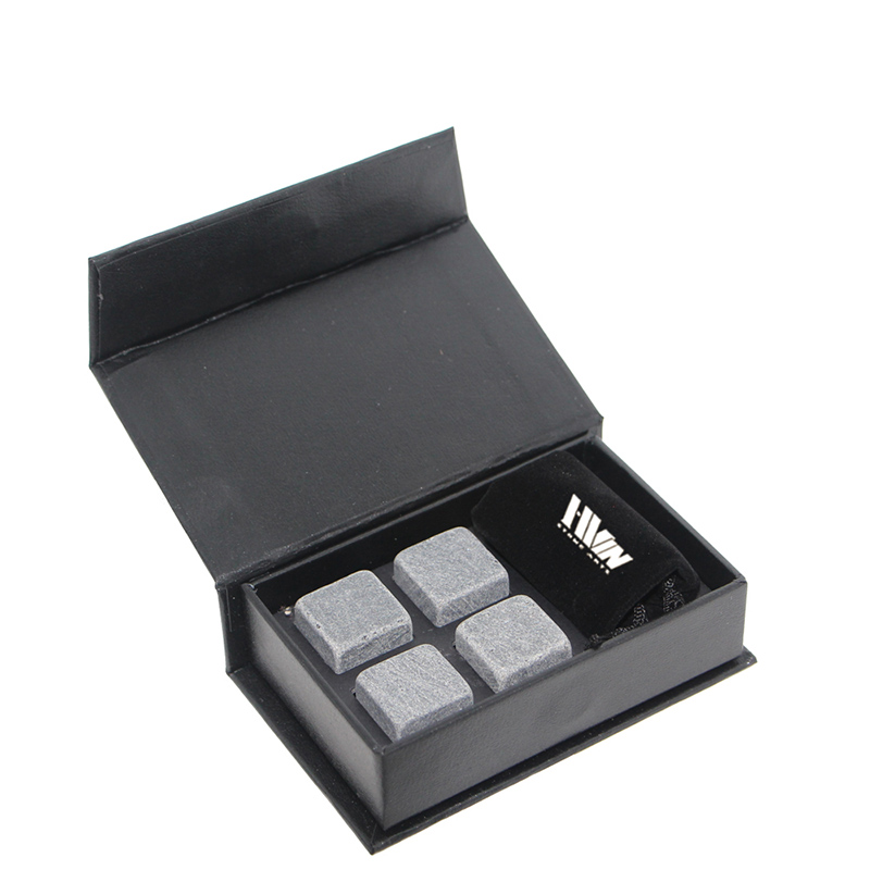 2017 China New Design Glass Wine Glass - Whiskey Stones Gift Set 4 pcs of Natural chilling stone Cooler with Handmade Magnetic Box – Shunstone