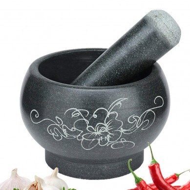 Good Quality Gift In Wood Box -
 SHUNSTONE Mortar and Pestle Set Natural Celestite Stone Grinder Bowl Holder for cooking  – Shunstone