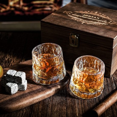 Customized design Whiskey Glasses whisky stone with Wooden Box Gift for Whisky Lovers