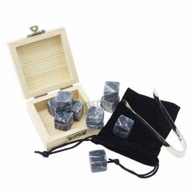 9 pcs of popular chilling rocks of Drinking Stones with High Quality whiskey Stones Whiskey Stones With Wooden Box
