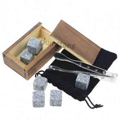 High Quality Họrọ kanyere ahaziri Wiski nkume Onyinye Set 8 PC nke Wiski Stone Barware Scotch nkume Granite cubes chilling nkume