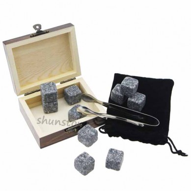 9 pcs of porphyry whiskey stonecube size in small burned outside without burning outer wooden gift boxes