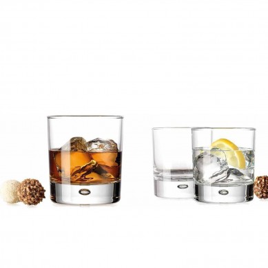 Double Old Fashioned Whiskey Glass with Chilling Stones Heavy Base Rocks Barware Glasses