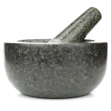 ShunSTONE Pestle and Mortar Set Premium Solid Granite Stone Large Black អង្កត់ផ្ចិត 16cm