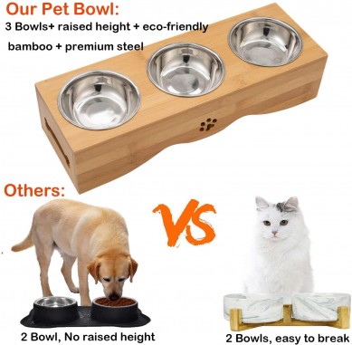 លក់ក្តៅ Pet Dog Cat Bowls Stand Height Feeding Station with stainless pet bowls