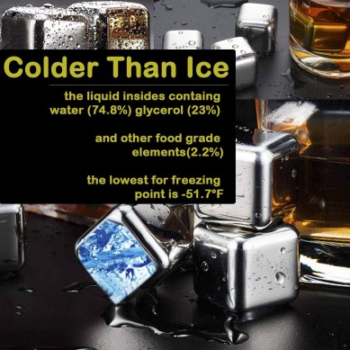 FDA Stainless Whiskey Stone Stainless Steel Ice Cubes Reusable Chilling Gift Sets for Family  Friends