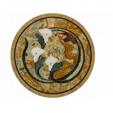 Round square shape water jet onyx stone marble floor medallion for villa project