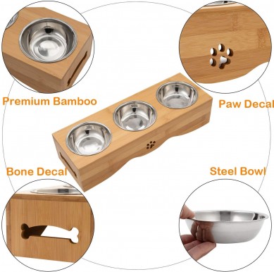លក់ក្តៅ Pet Dog Cat Bowls Stand Height Feeding Station with stainless pet bowls