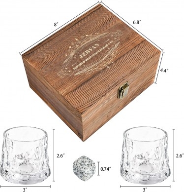 Diseño modificado para requisitos particulares piedra del whisky de los vidrios del whisky con el regalo de madera de la caja para los amantes del whisky