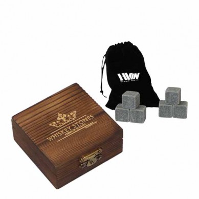 Hot Selling 6 pcs Black Whisky stone Burned Gift wooden Box of Low Price